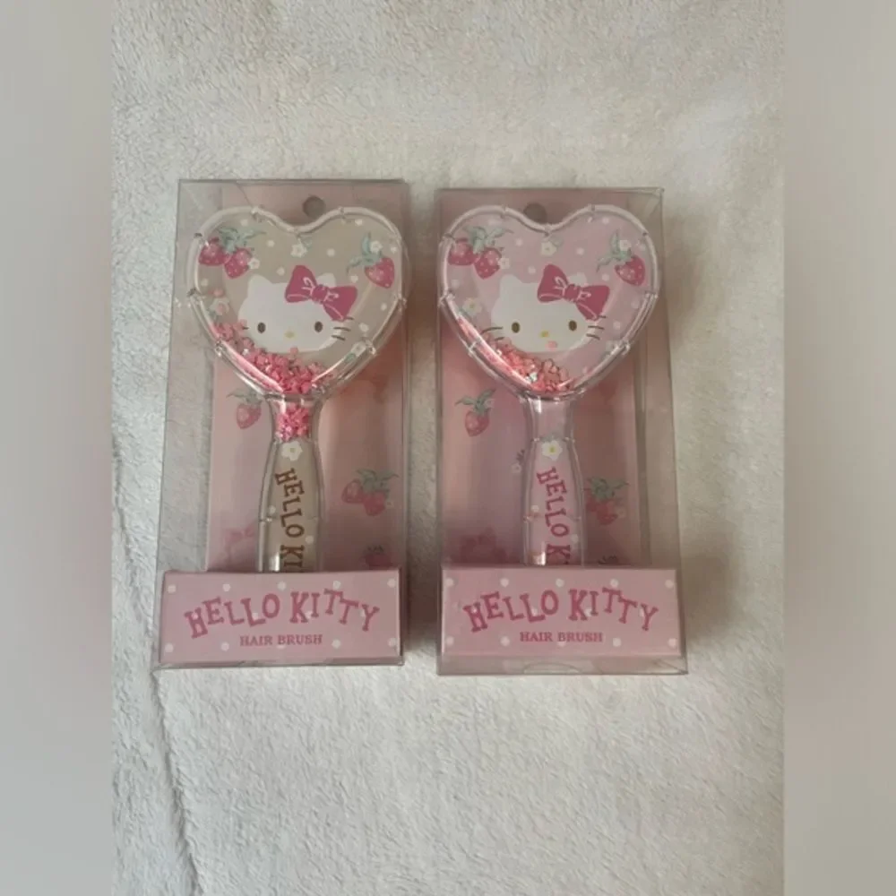 2 Sets Sanrio Hello Kitty Graphic Glitter Hair Brush Heart Shape‎